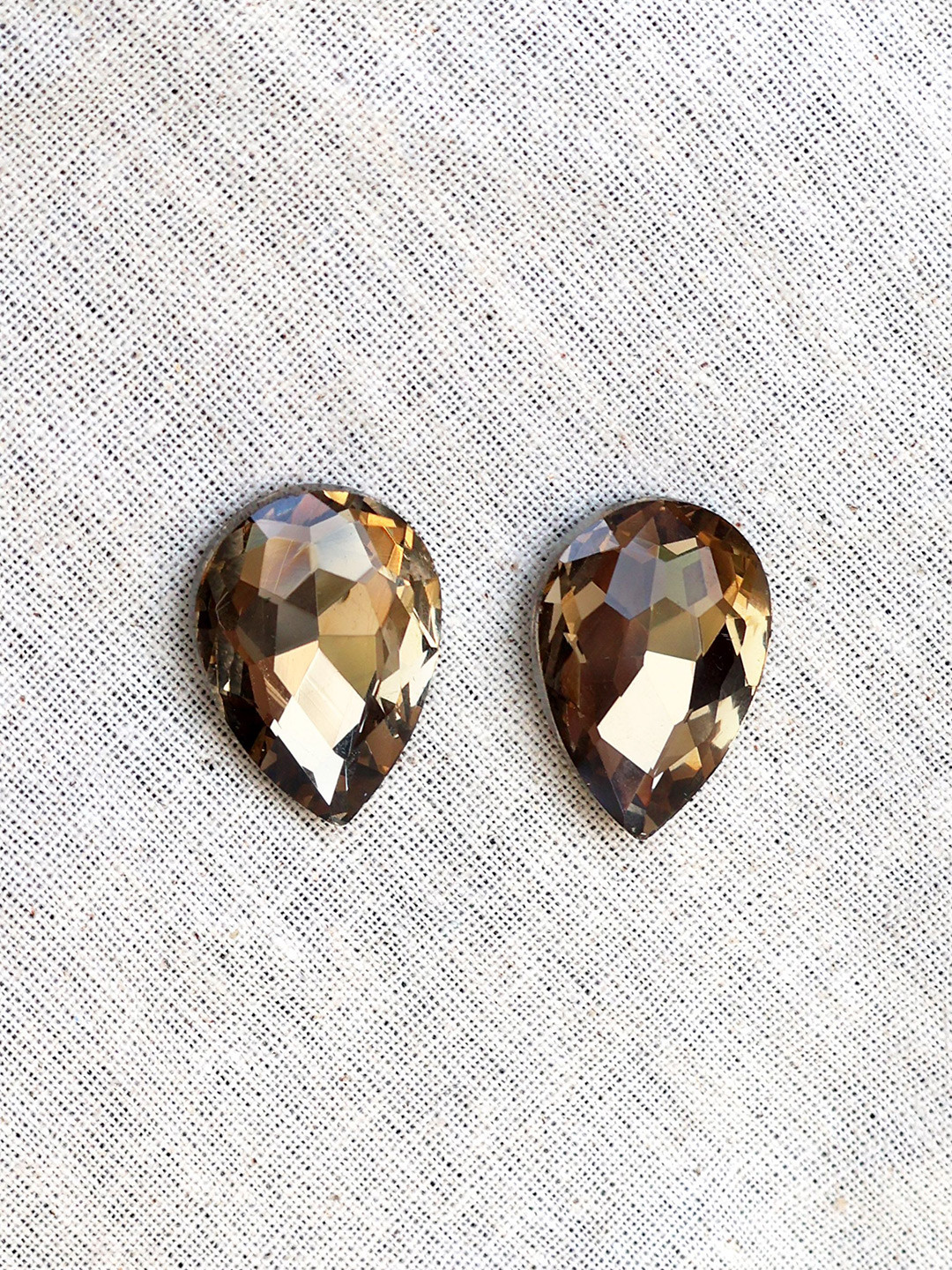 BeAbhika Smoky Quartz Teardrop Crystal Studs Earrings Elegant Drops