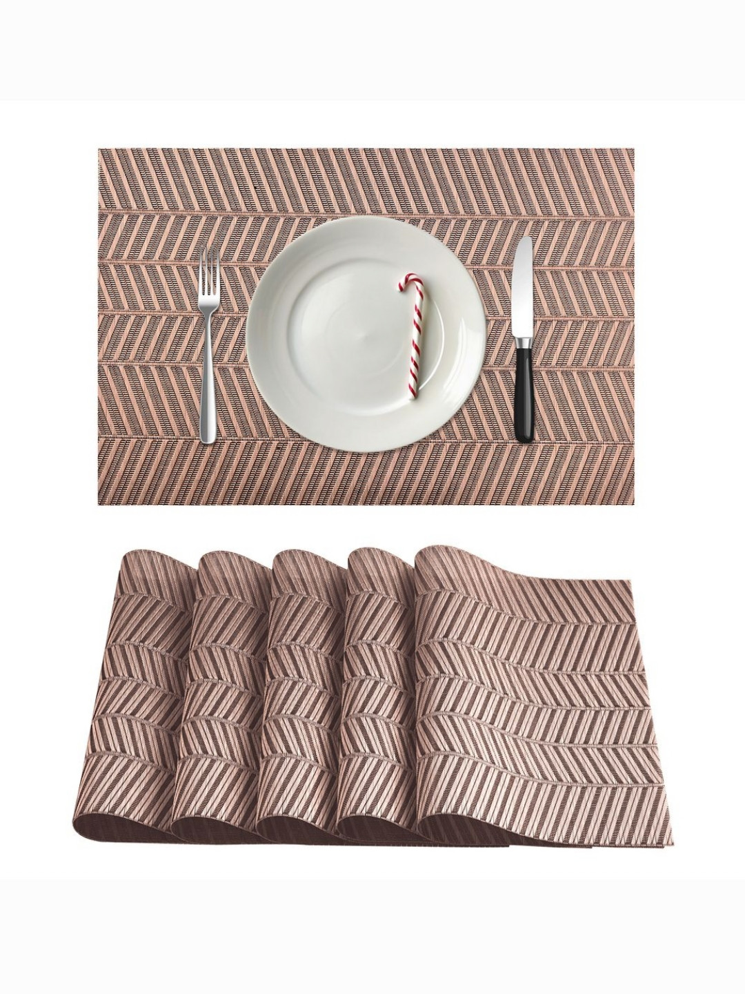 Aura 6-Pcs Brown High Quality Rectangular Table Placemats