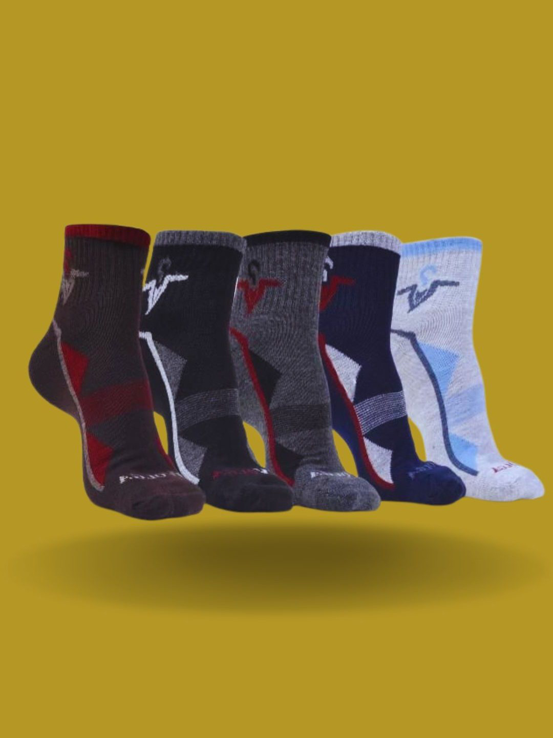 MJE Men Pack Of 5 Patterned Ankle Length Socks