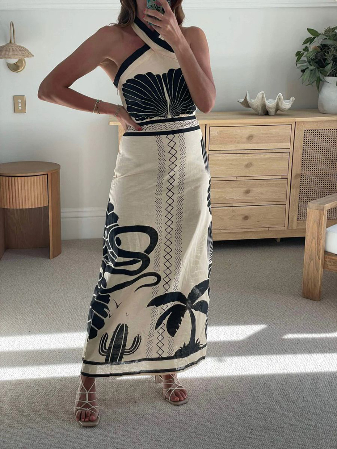 Routes by All About You Tie-Up Neck A-Line Maxi Dress