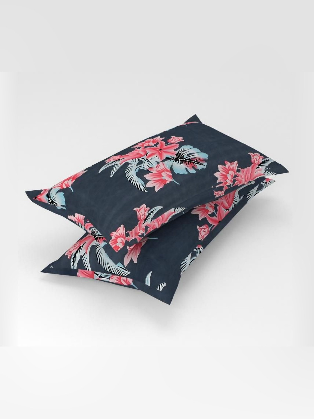 Florida Black & Pink 2 Pieces Abstract Cotton Linen Rectangle Pillow Covers