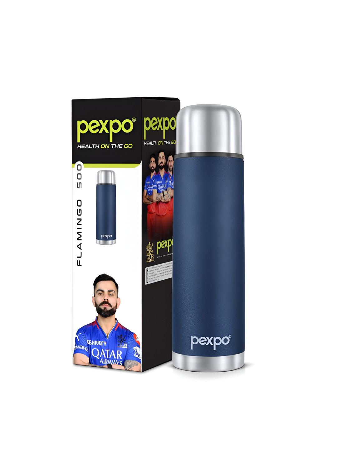 Pexpo Flamingo Blue Stainless Steel Spill Proof Flask - 500ml