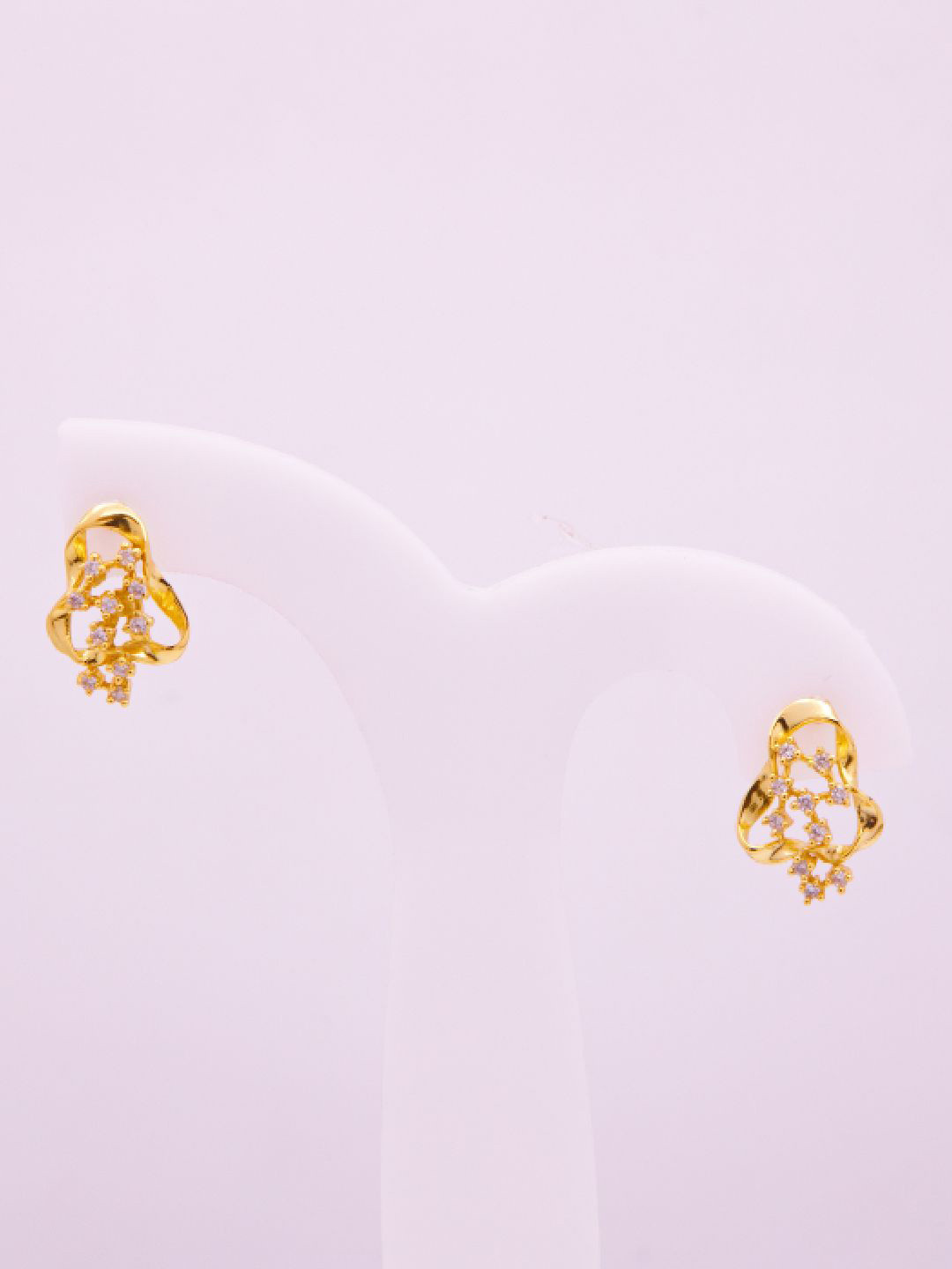 Kinavah 92.5 Silver Gold-Plated Stones Studded Contemporary Intertwined Knot Studs