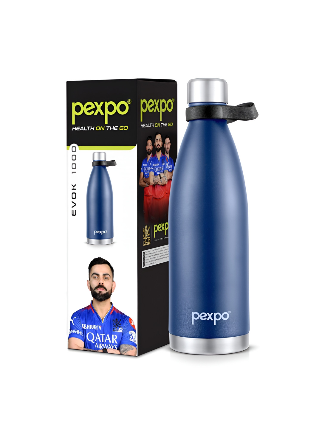 Pexpo Evok Blue Stainless Steel Double Wall Vacuum Flask - 980ml