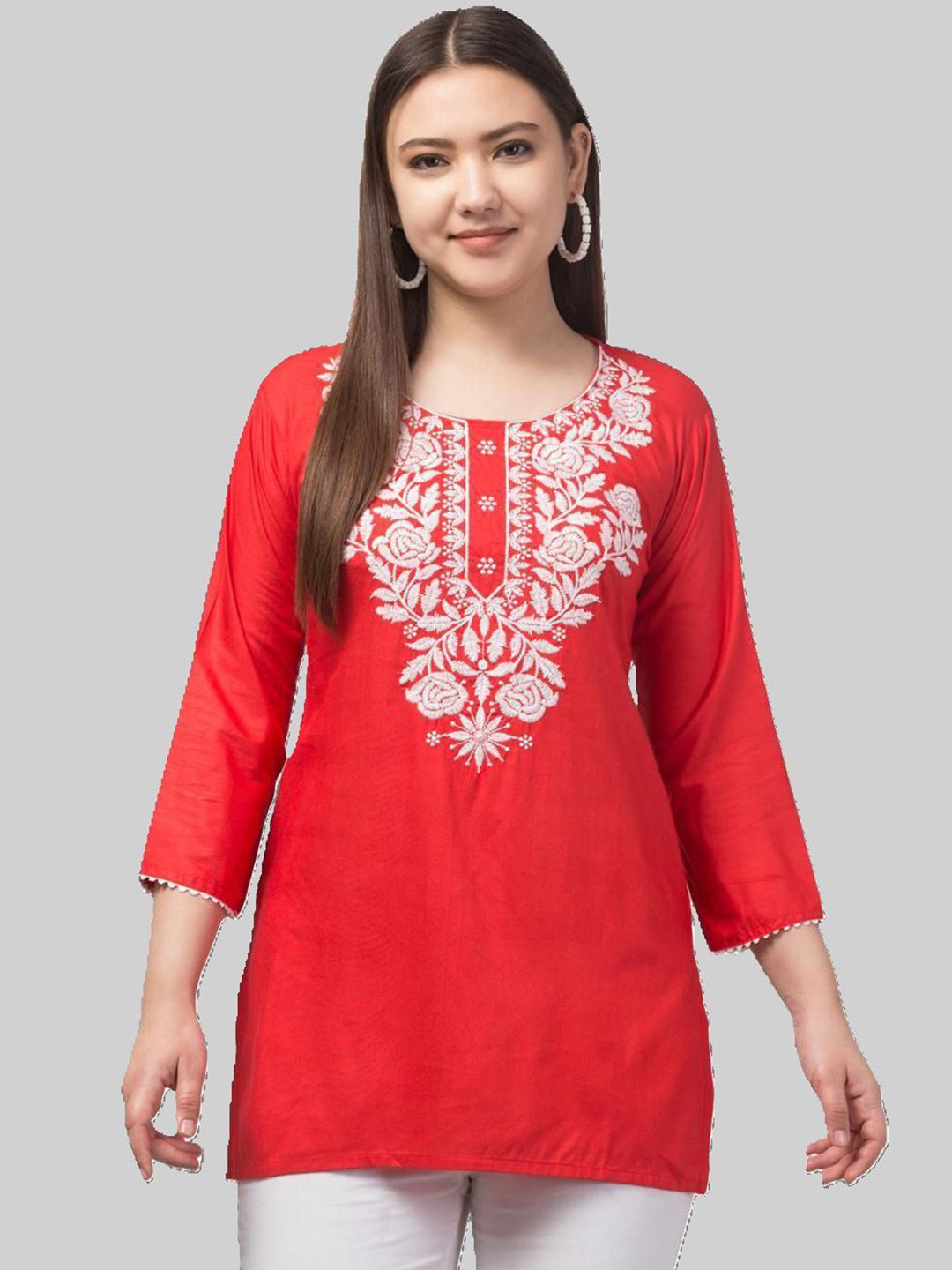 Aura Glam Floral Embroidered Kurti