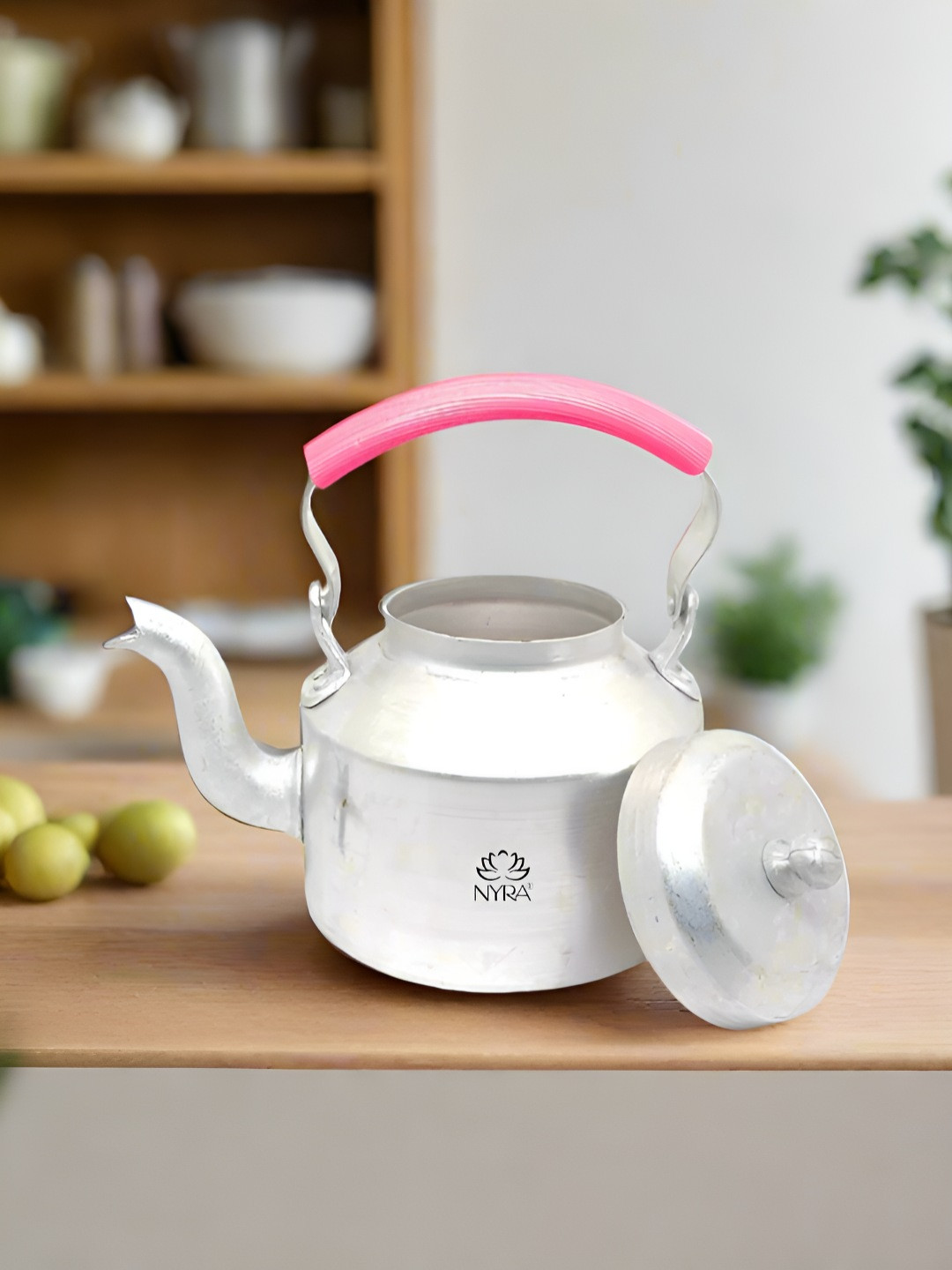 Nyra Kitchenware Silver-Toned & Pink Aluminium Dishwasher Safe Kettle 2.6L