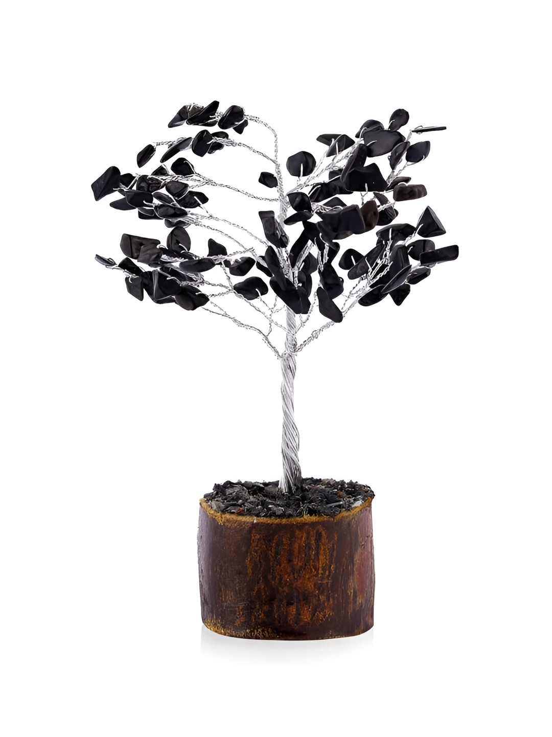 Gemsmantra Tree for Grounding Silver Crystal Glossy Living Room Medium Showpiece - 9.1 Inches