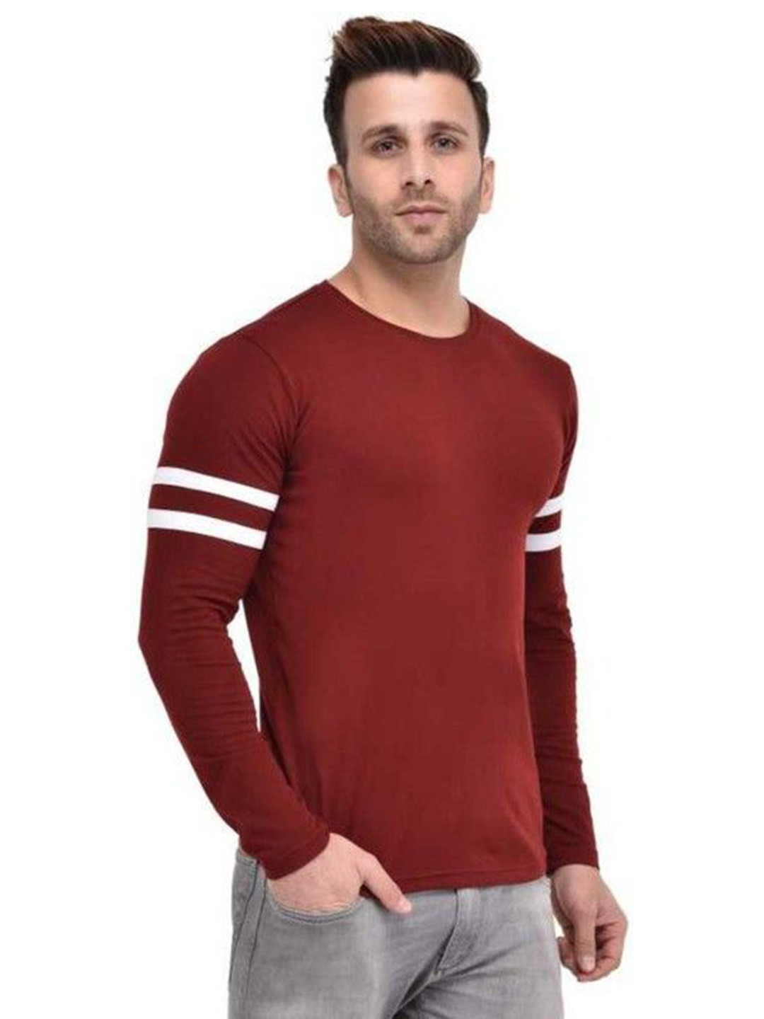 BI FASHION Men Round Neck Colourblocked T-shirt