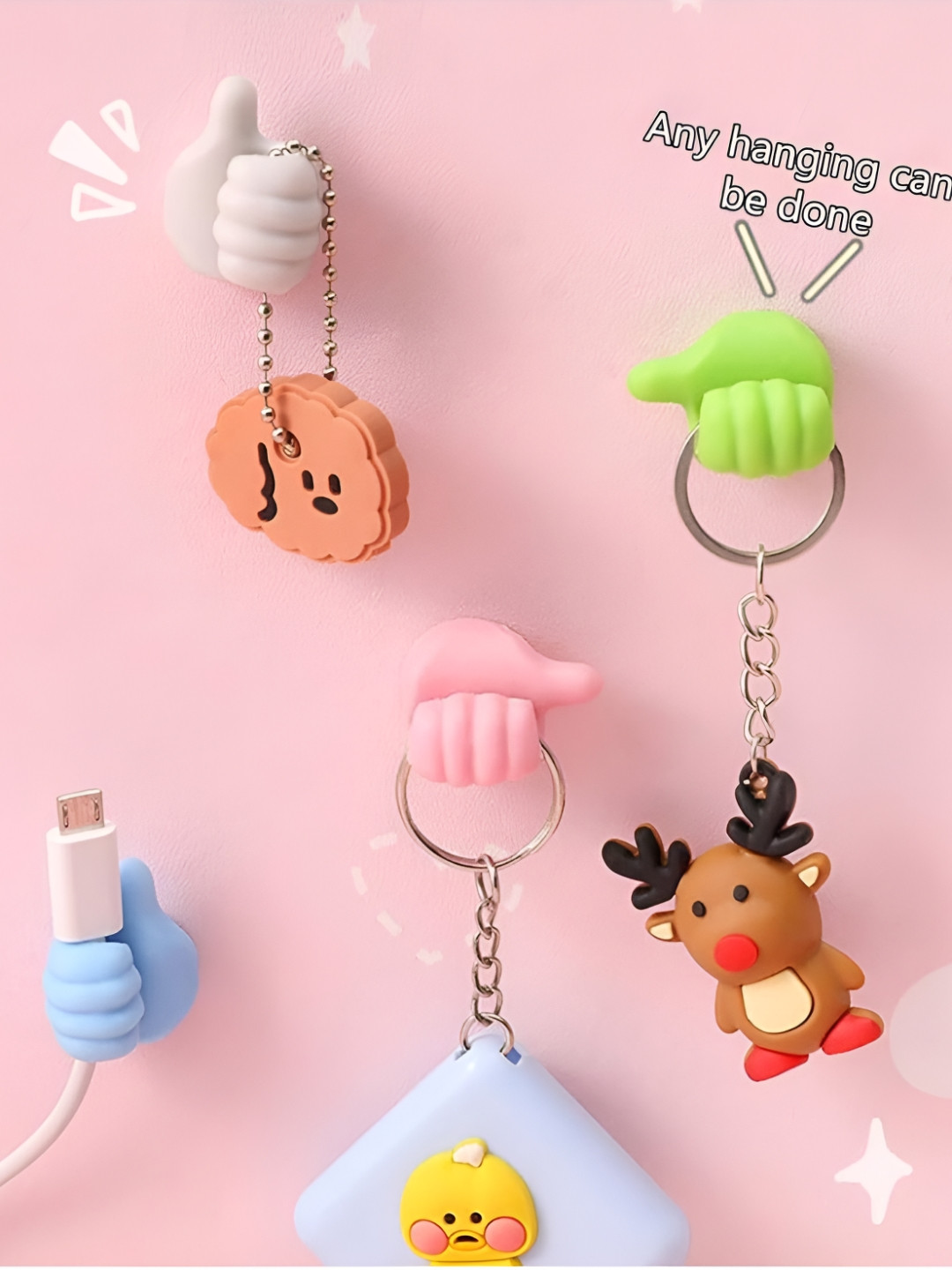 upkaranwale 6-Pcs Assorted Thumb Wall Hook