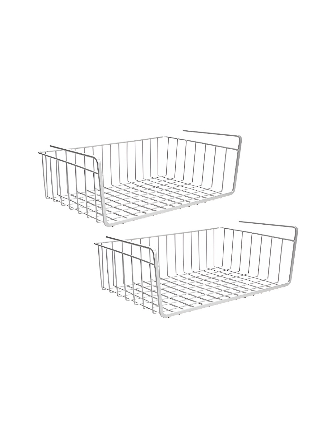 Go Hooked Pack of 2 16 Inch Undershelf Storage Basket Silver