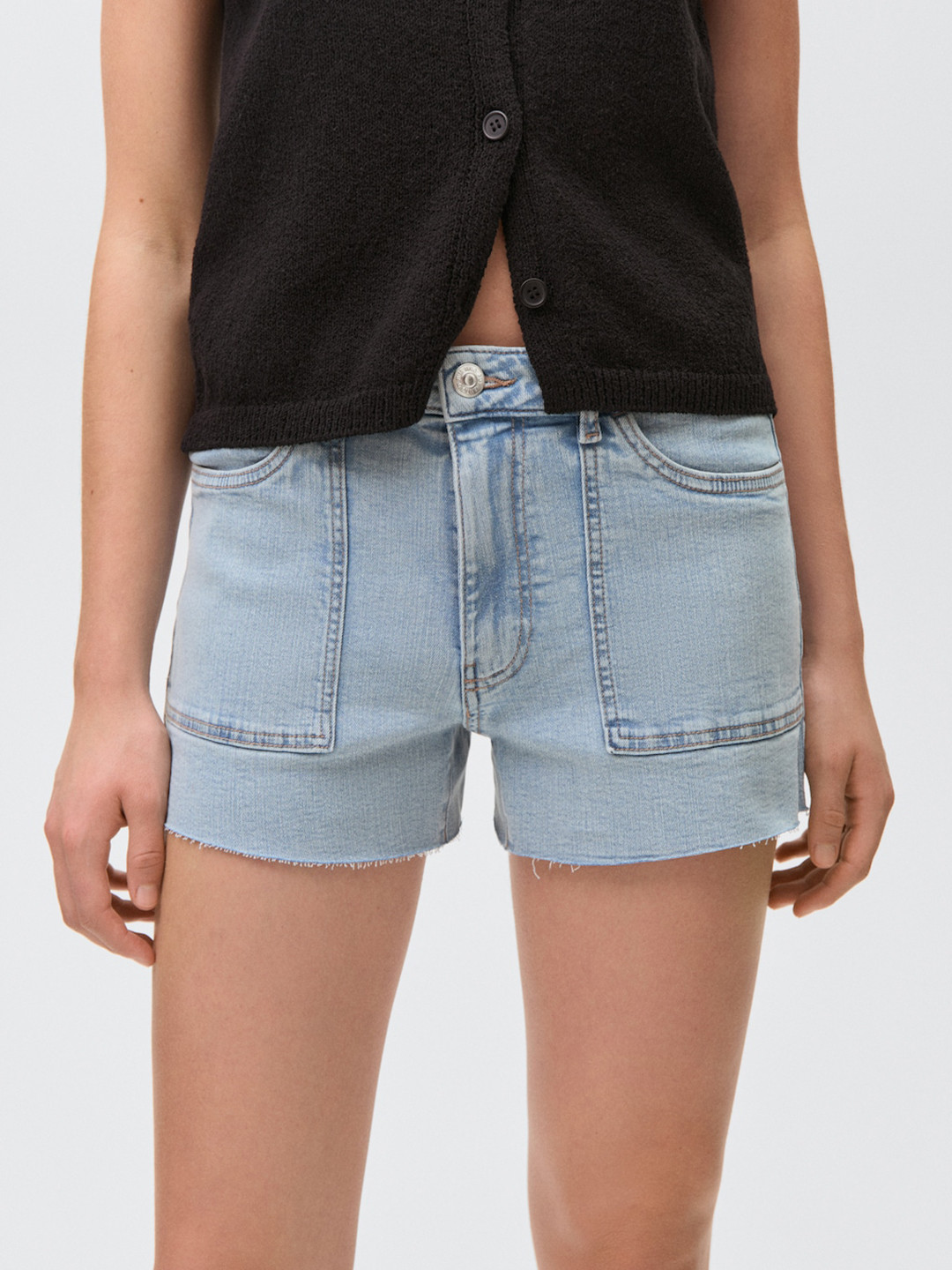 MANGO Women Frayed Denim Shorts