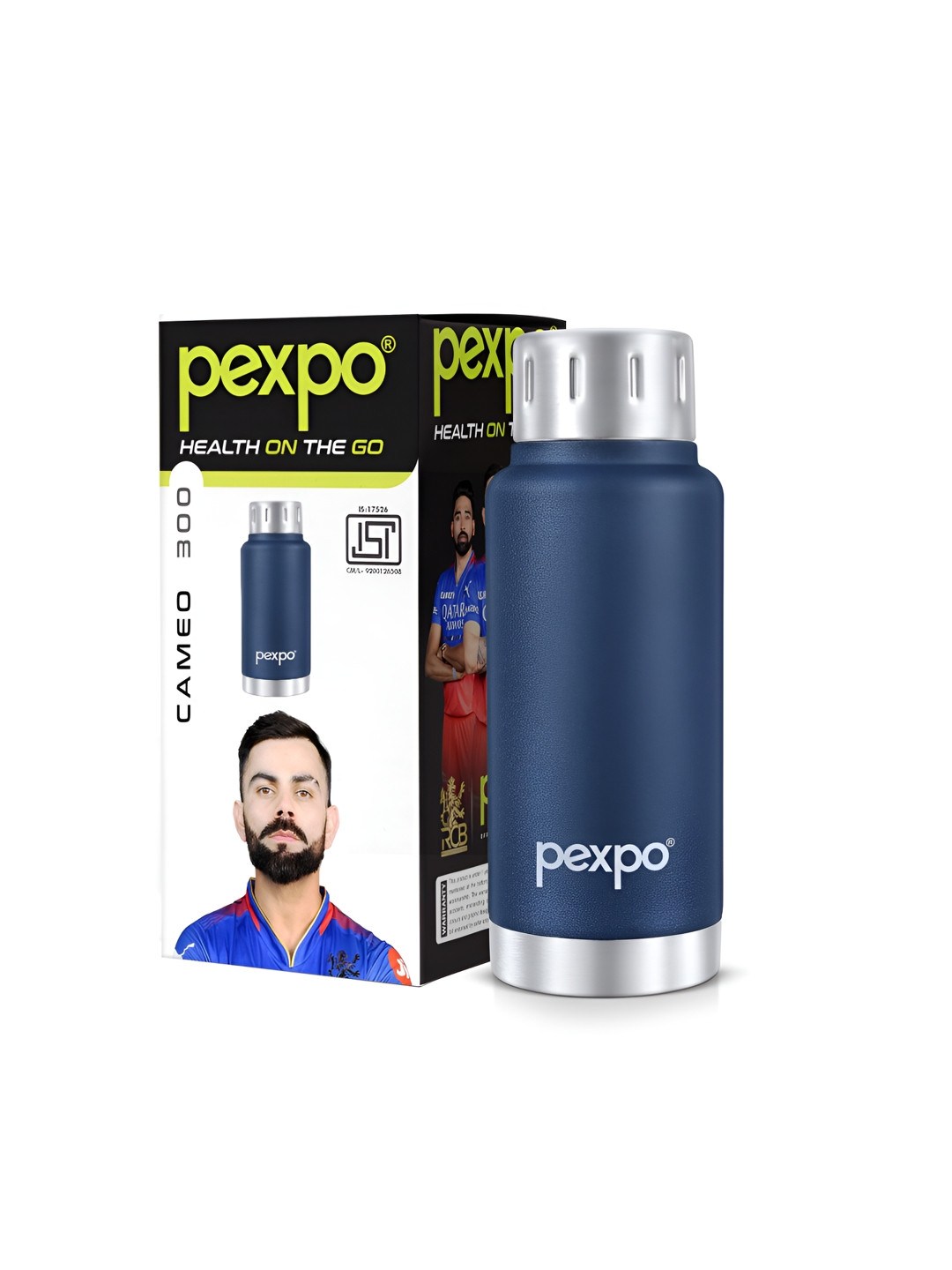 Pexpo Cameo Blue Solid Stainless Steel Spill Proof Flask - 300ml