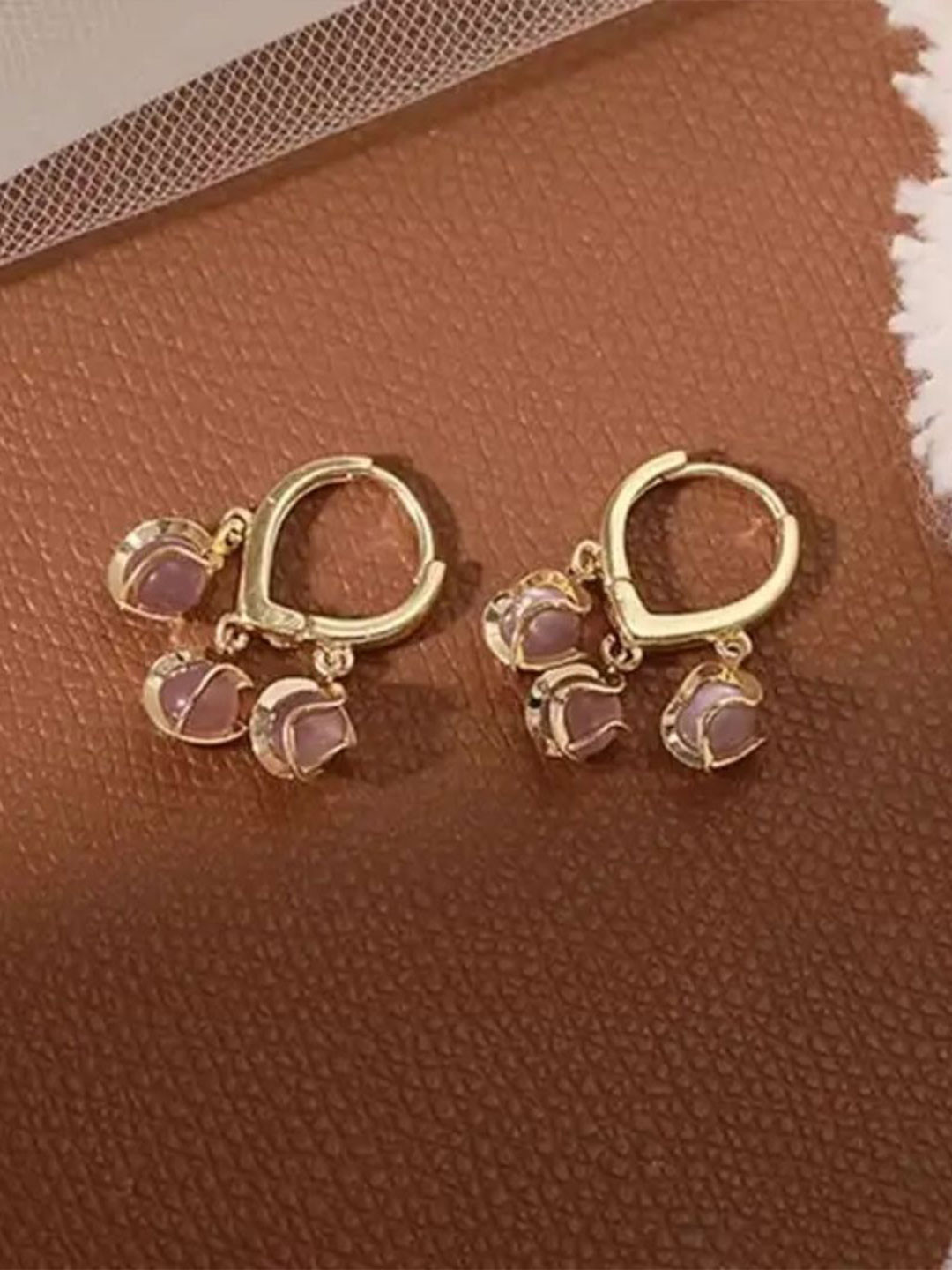 Estailo fashion Alloy Gold-Plated Crystals Beaded Cozy Circular Hoop Earrings