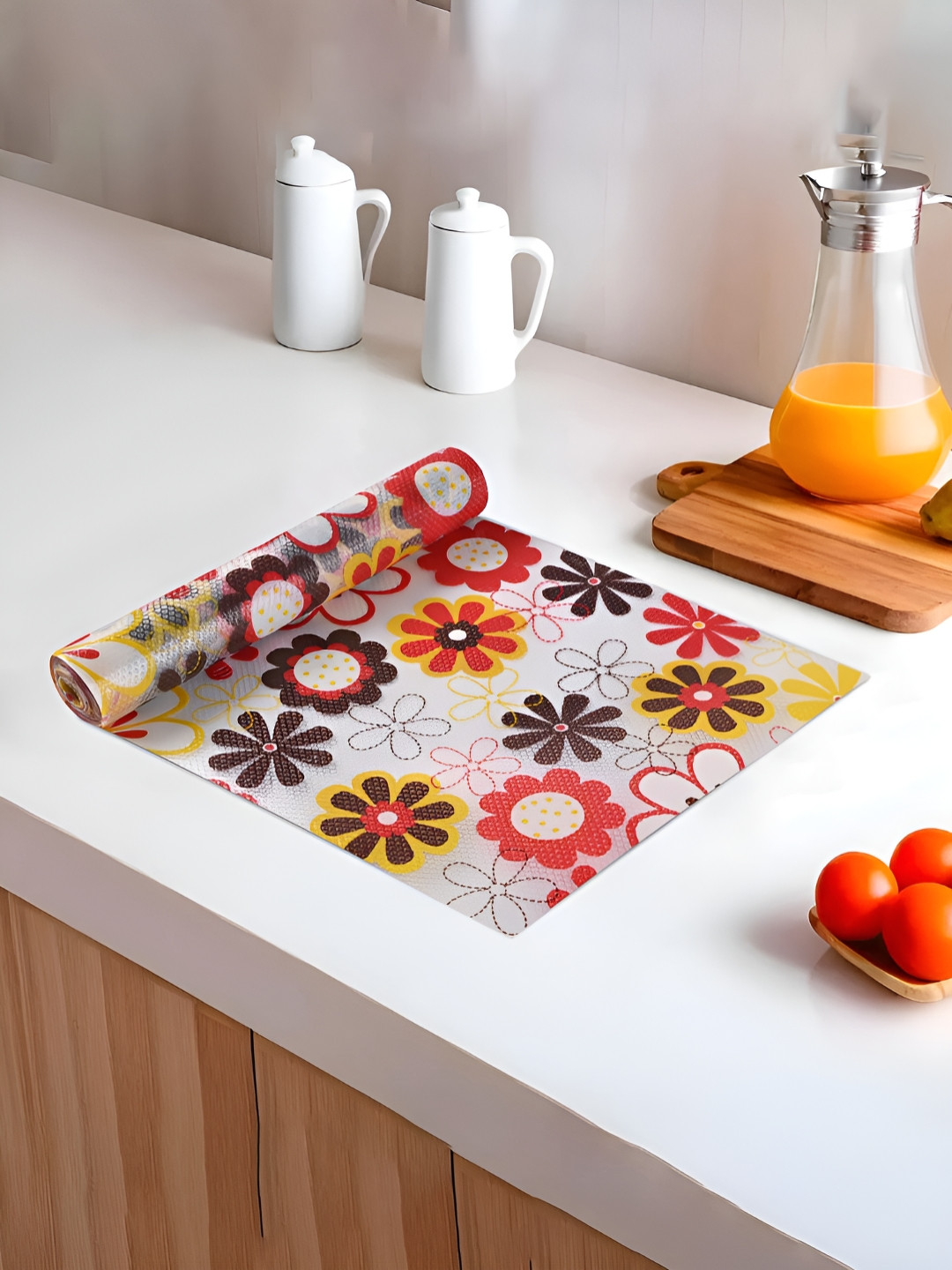Myntra Elegant Homes White 10 Mtr Floral Print Multipurpose Shelf Mat