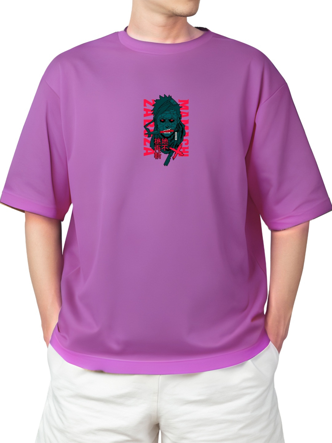 Starsbuyer Zabuza Printed Cotton Drop-Shoulder Sleeves Oversized T-shirt