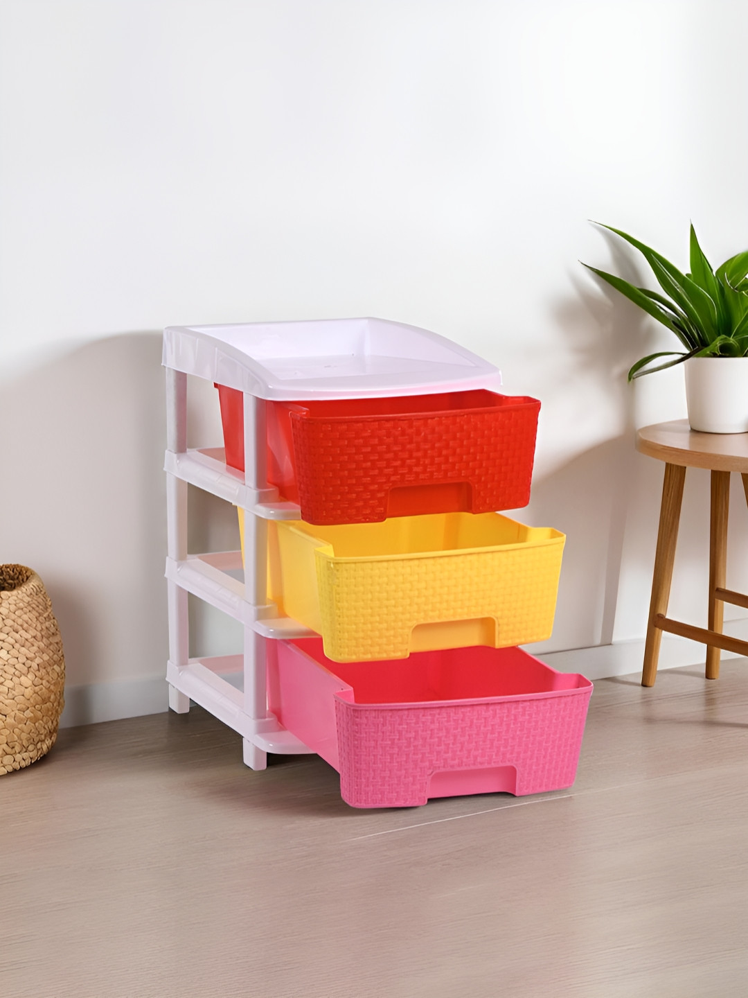 Aura Yellow 3 Layer Plastic Storage Rack Modular Drawer Storage rack Cabinet Organiser