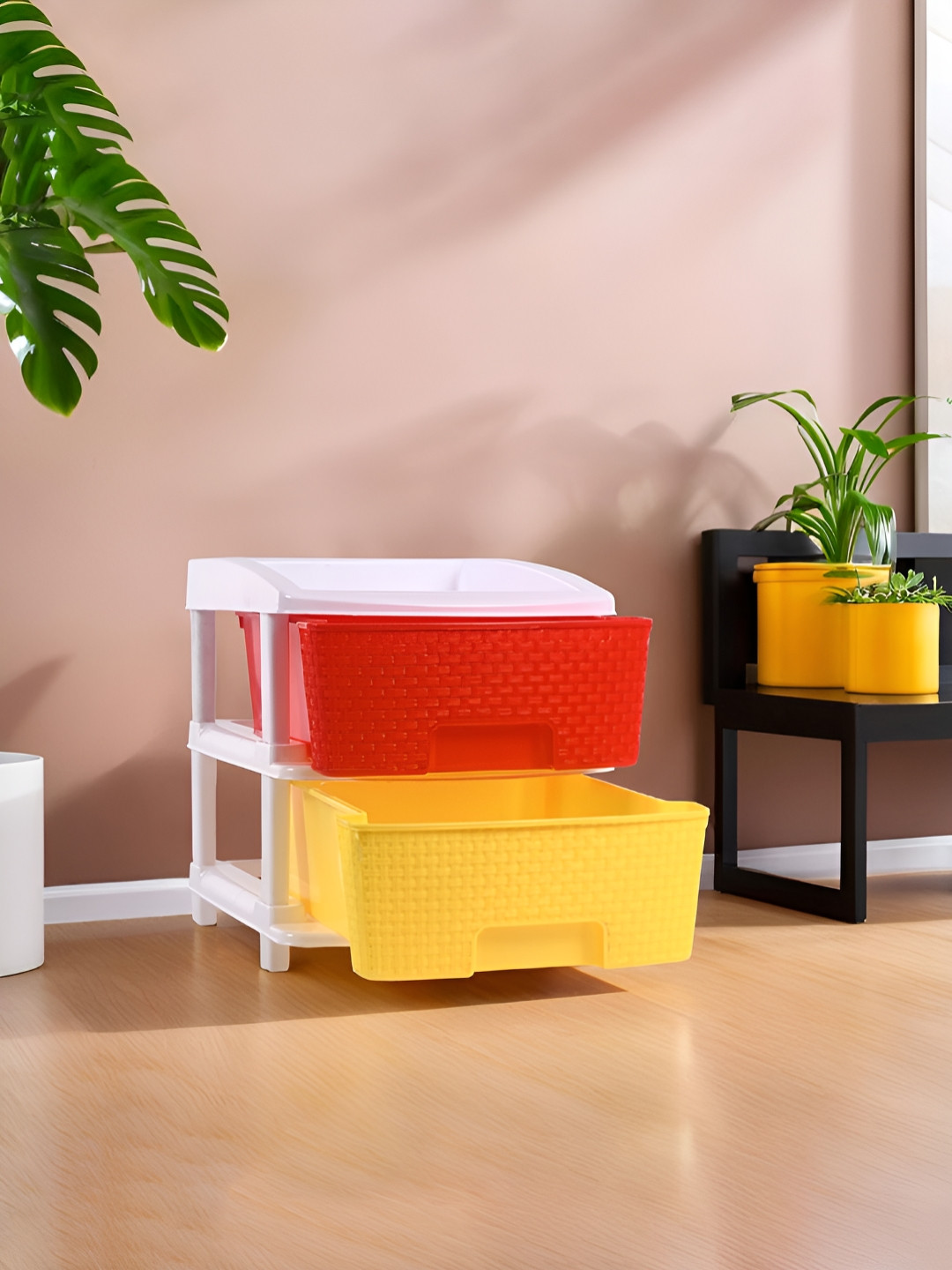 Myntra Elegant Homes 2-Layer Plastic Modular Drawer Storage Chest Rack