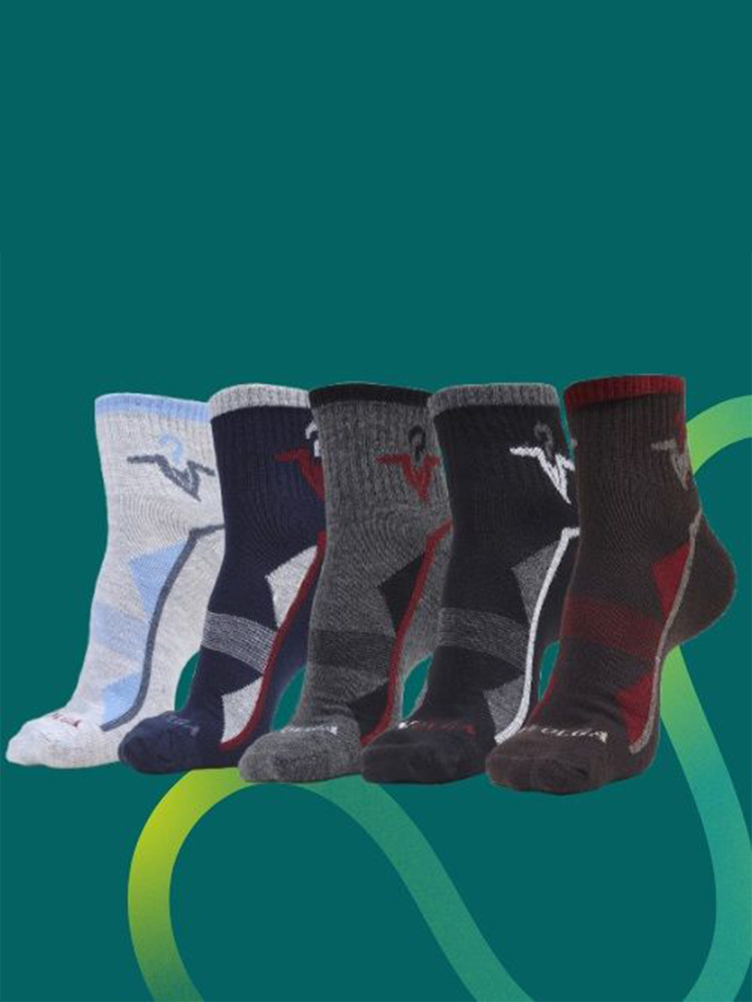 MJE Men Pack Of 5 Patterned Ankle Length Socks