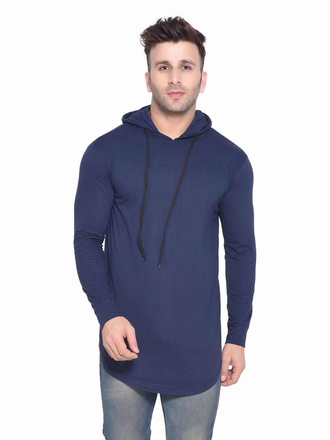 BEYOU FASHION Hooded Long Sleeves Slim Fit T-shirt