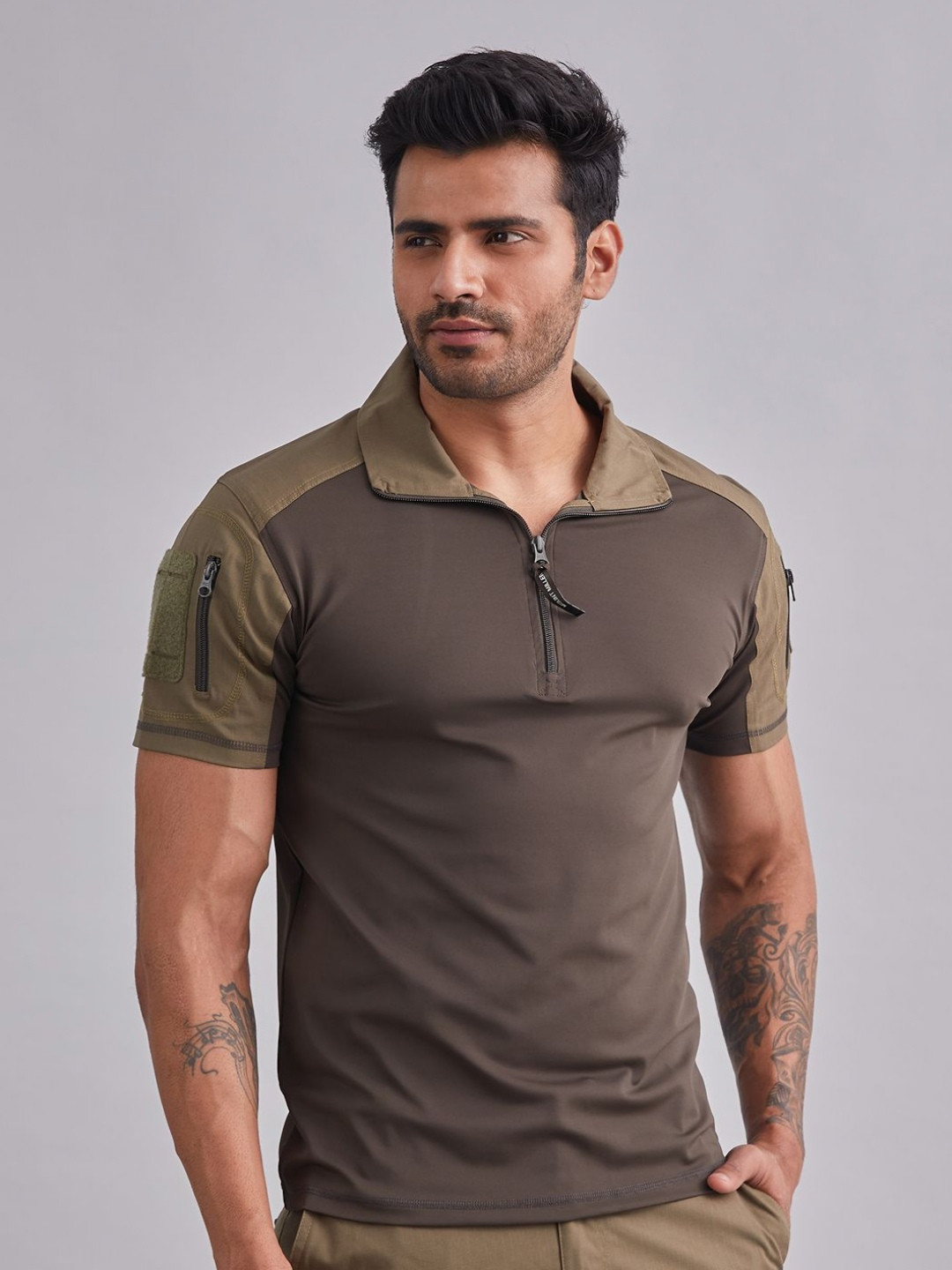 MOUNTMILLER Men's Solid Short Sleeve Ripstop Tactical Polo T-Shirt