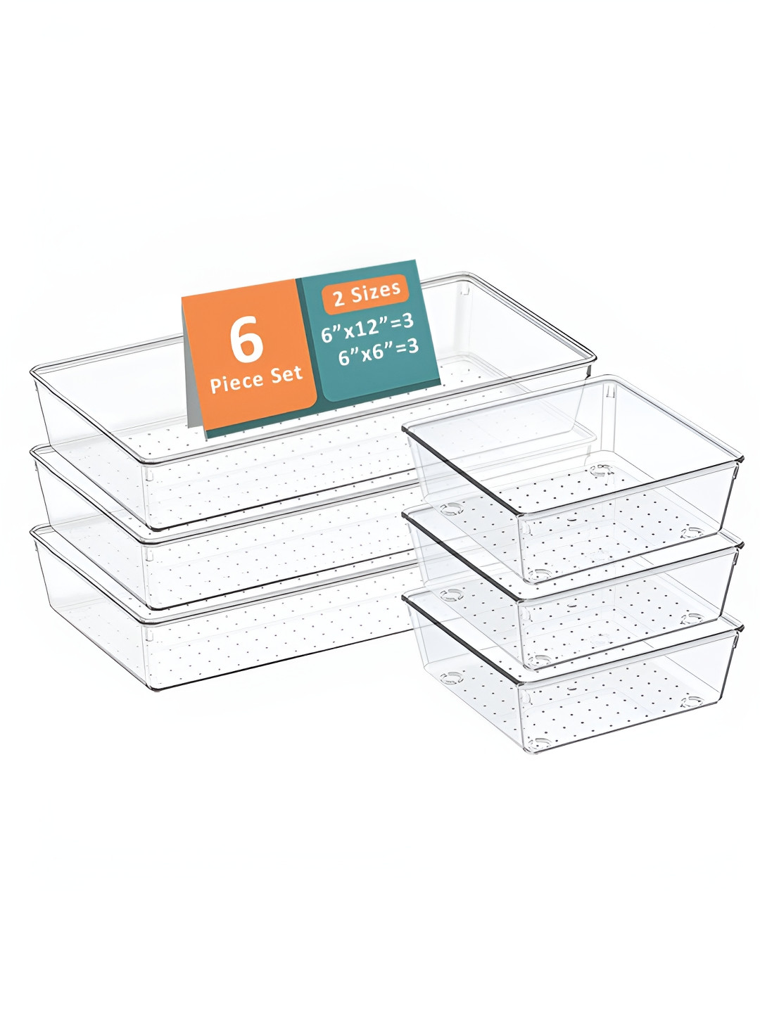 Aura 6 Pcs Set Multi-Purpose Storage Makeup Trays Transparent Makeup Organisers