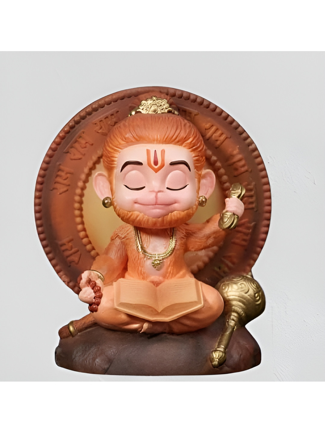 PICKARTME Bal Hanuman Orange Polyresin Natural Prayer Room Medium Showpiece - 3.9 Inches