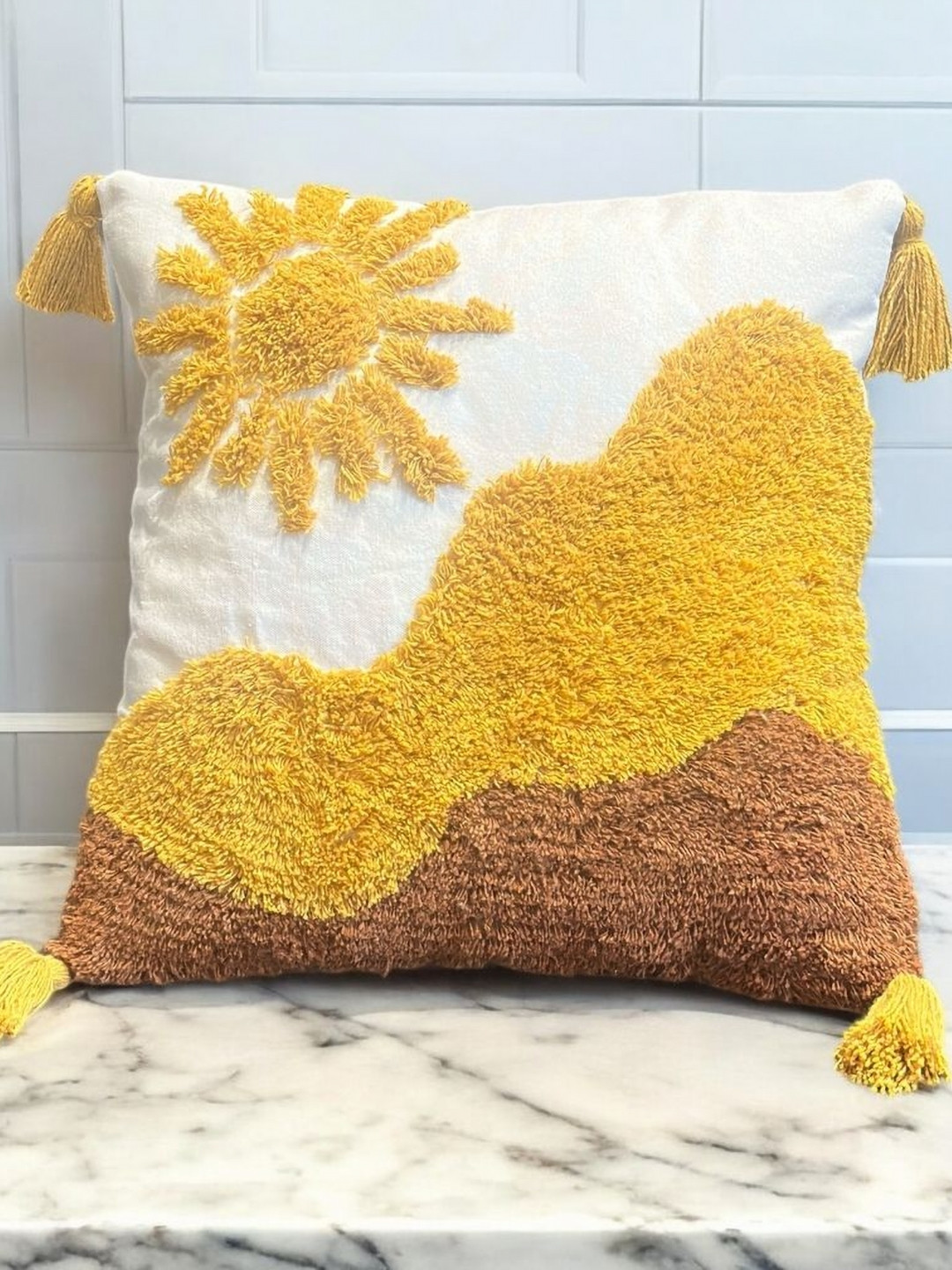 Dolce Casa Coffee Brown & Orange Abstract Square Cushion Covers