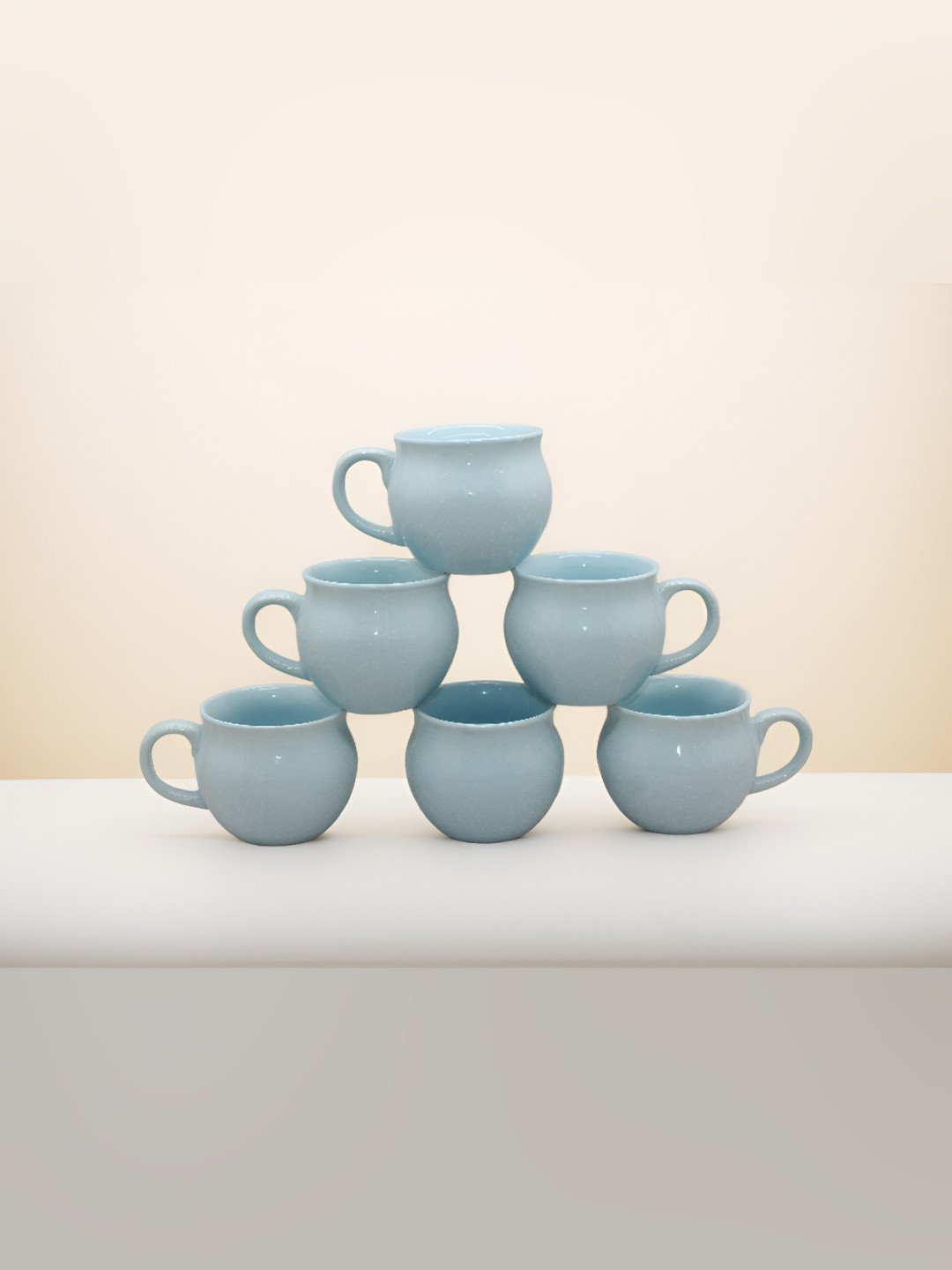 laghima jadon Personalised Mug For Her Blue Ceramic Handmade 6 Piece Cups-125ml