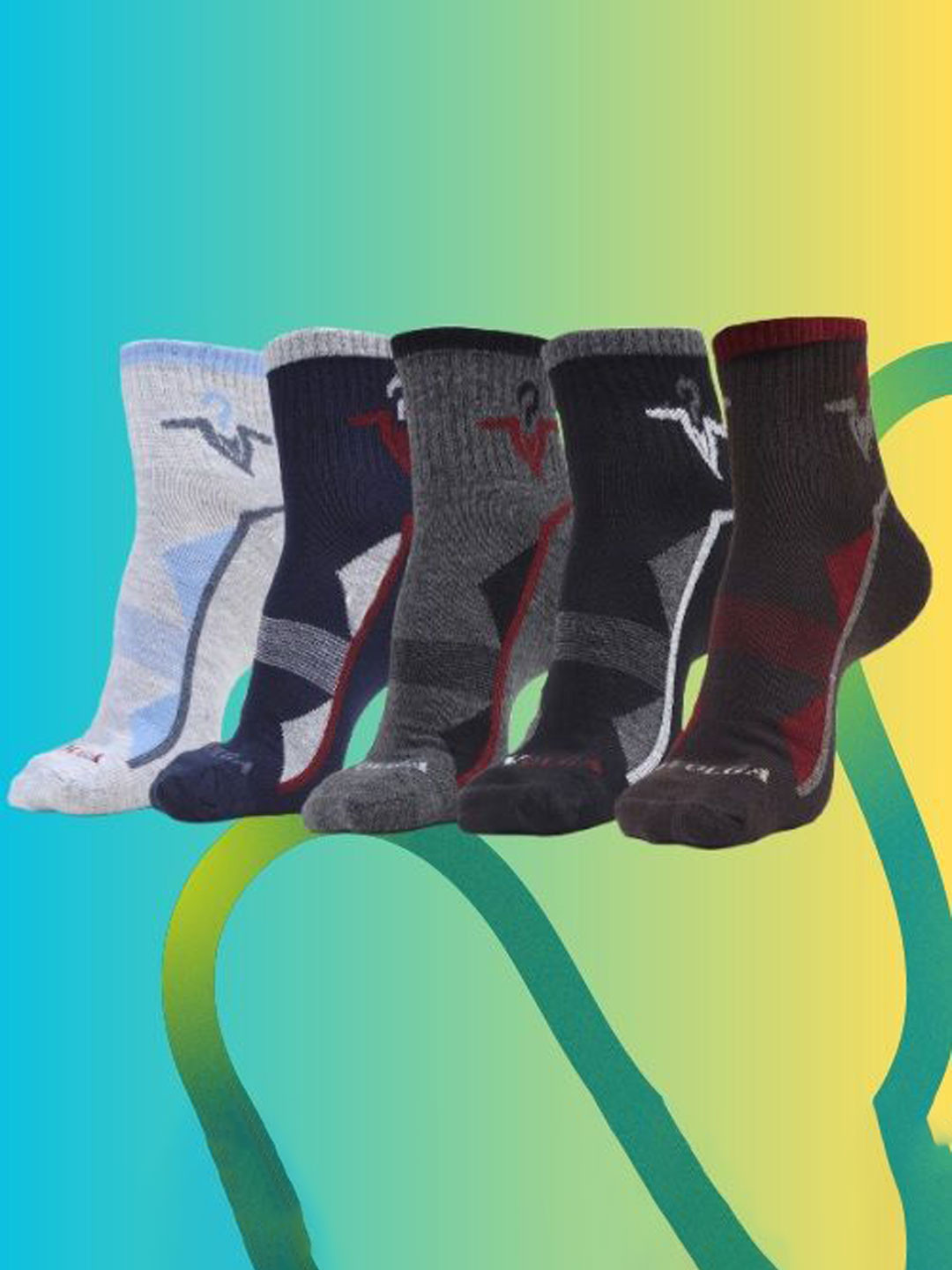 MJE Men Pack Of 5 Patterned Ankle Length Socks