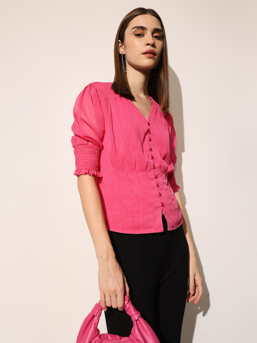ONLY Sheer Chiffon Blouson Top