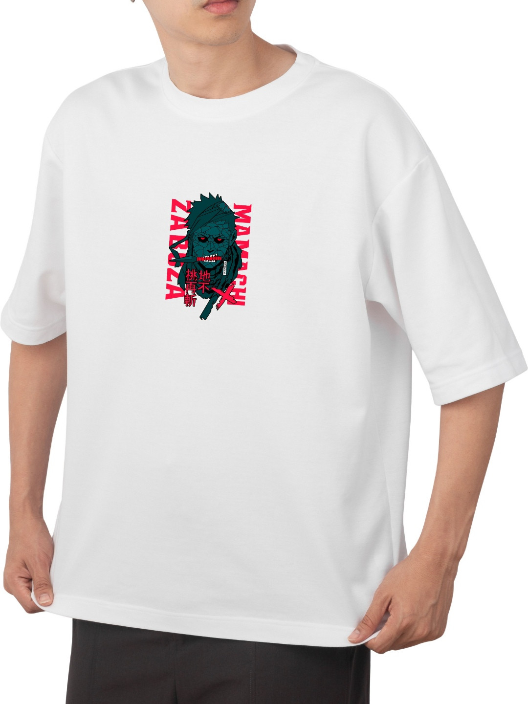 Starsbuyer Zabuza Printed Cotton Drop-Shoulder Sleeves Oversized T-shirt