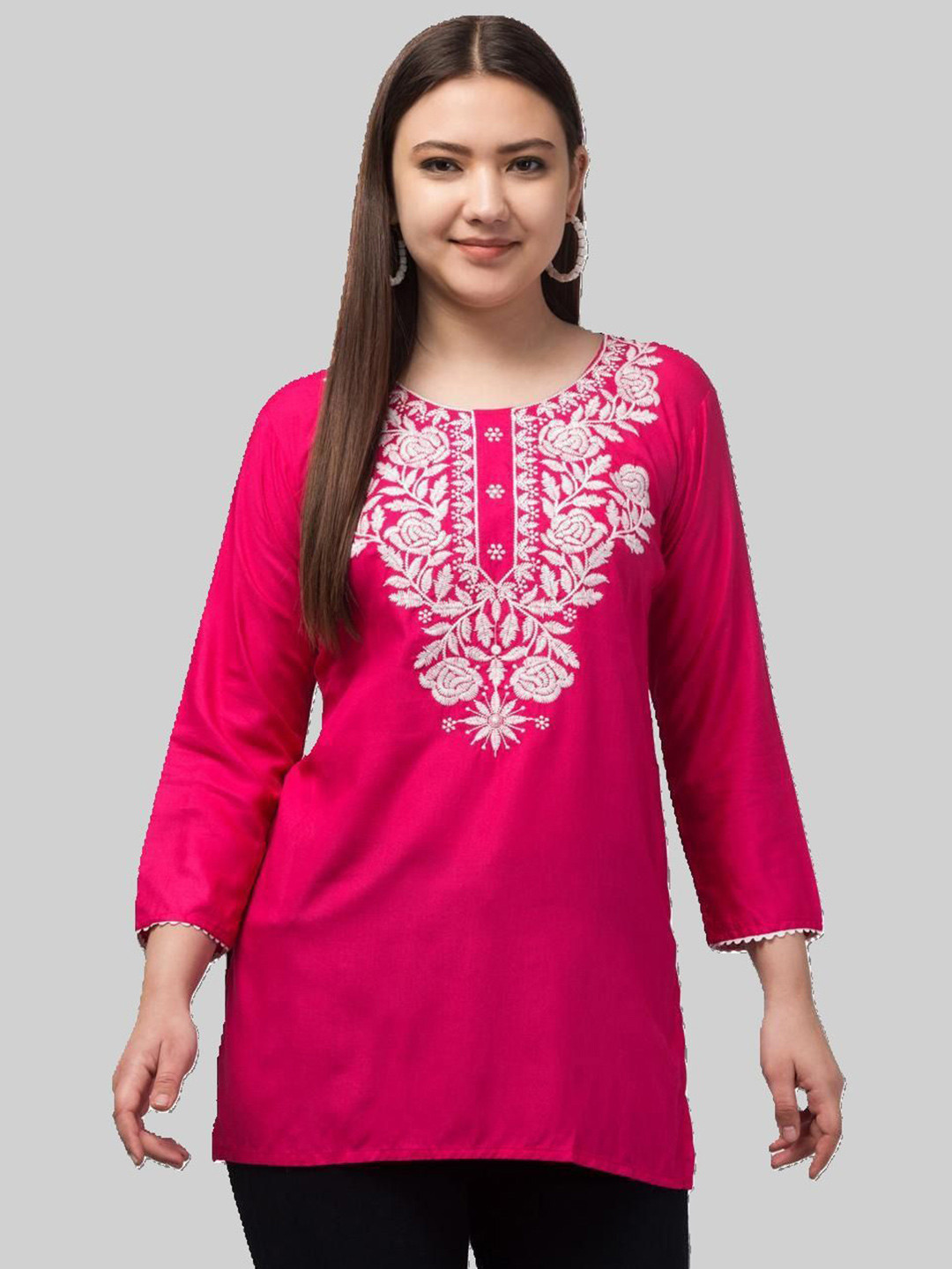 Aura Glam Floral Embroidered Kurti