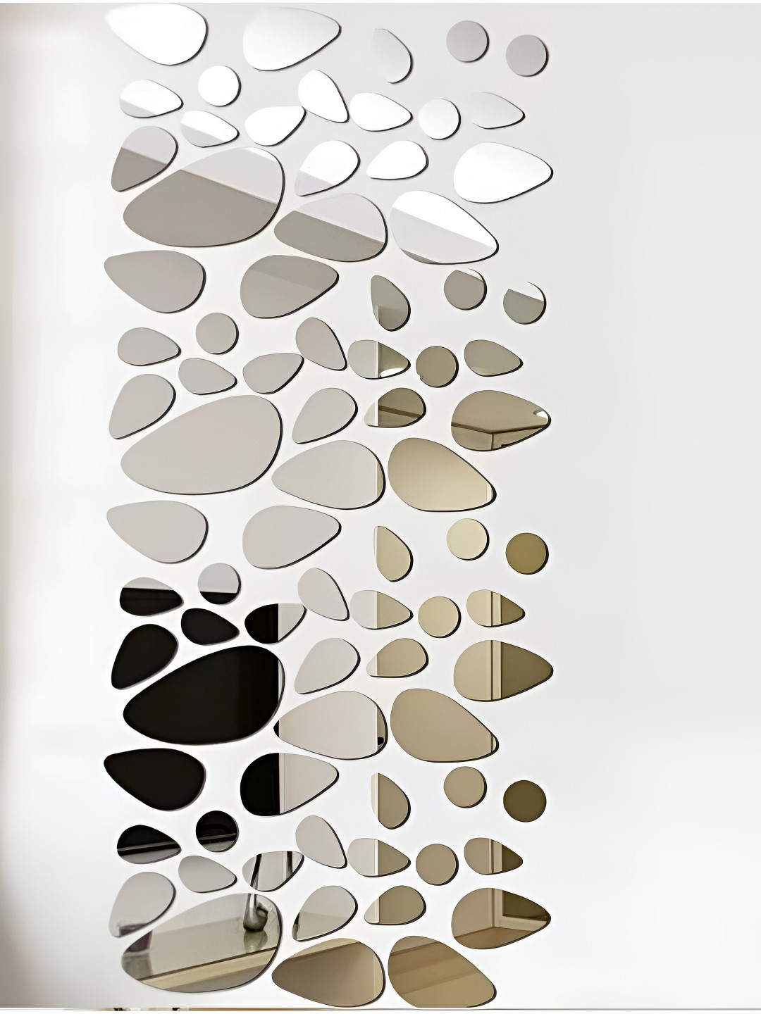 upkaranwale 20-Pcs Silver Self-Adhesive Cobblestone Pattern Wall Sticker