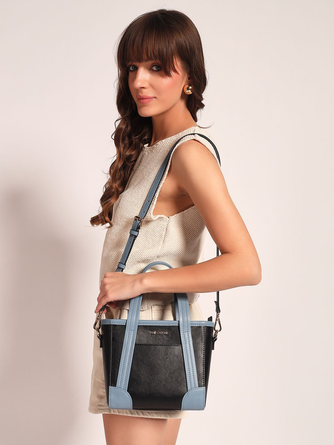 THE GUSTO Pixie Textured Structured Tote Bag