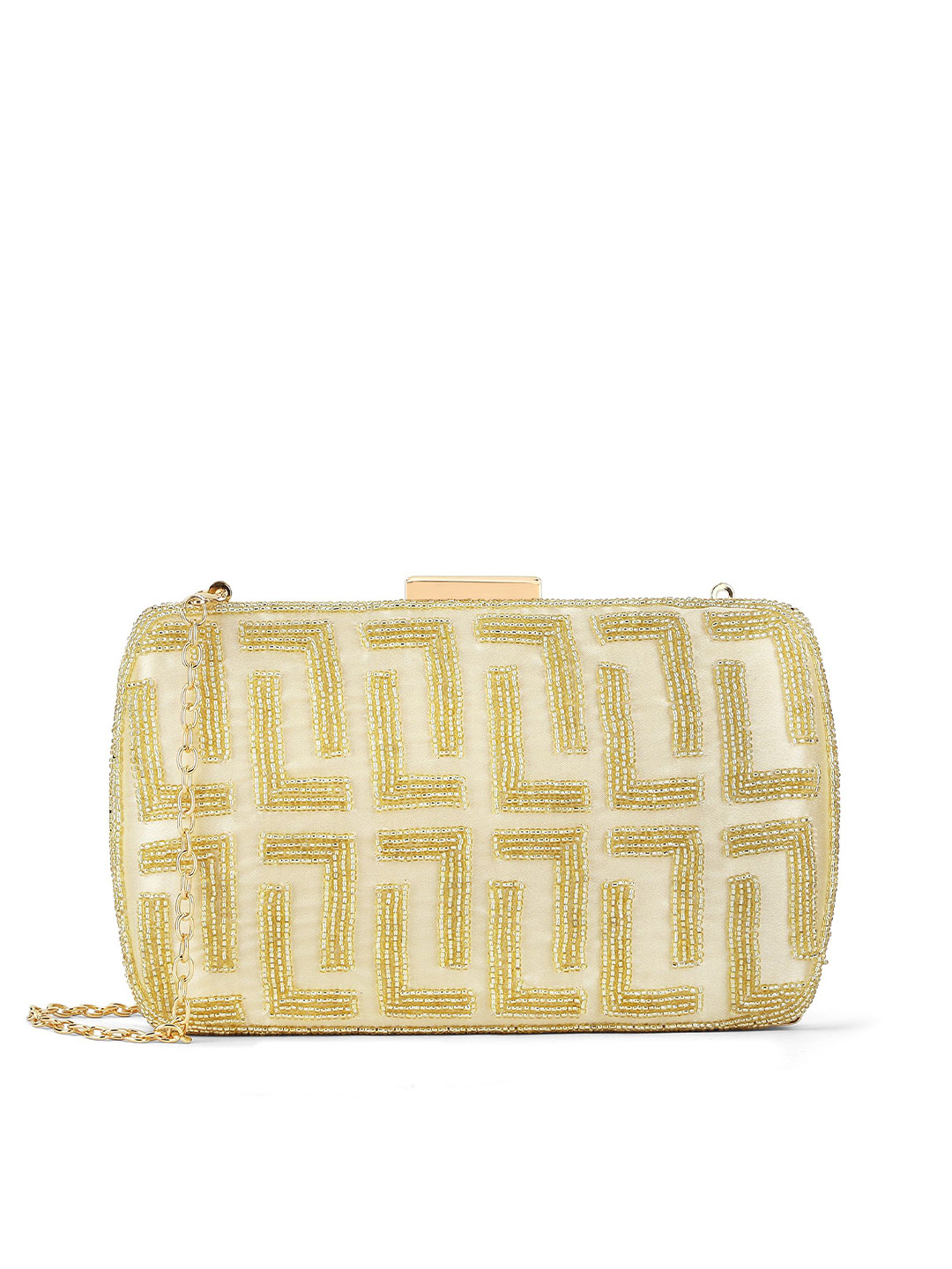 LAVIE LUXE Women Embroidered Box Frame Clutch with Detachable Metal Chain