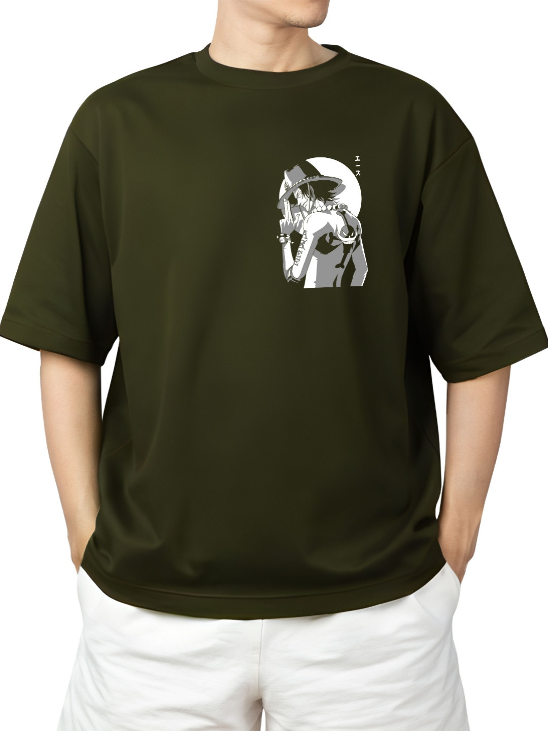 Starsbuyer Ace Printed Cotton Drop-Shoulder Sleeves Oversized T-shirt