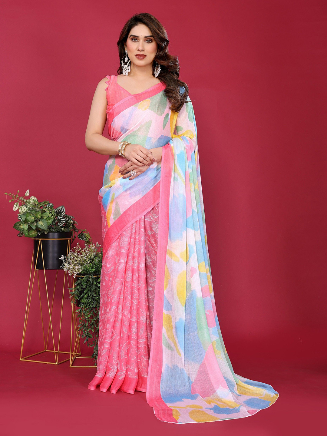 Panzora Poly Chiffon Half and Half Saree