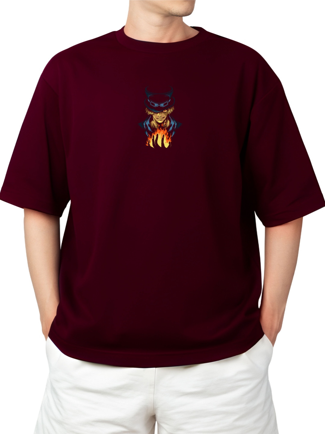 Starsbuyer Sabo Printed Cotton Drop-Shoulder Sleeves Oversized T-shirt