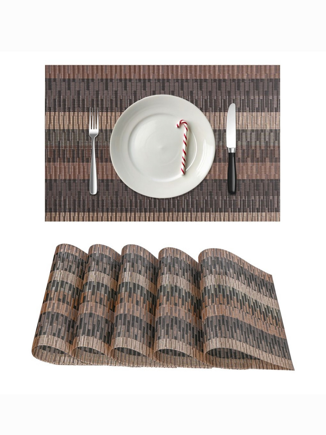 Aura 6-Pcs Brown High Quality Rectangular Table Placemats