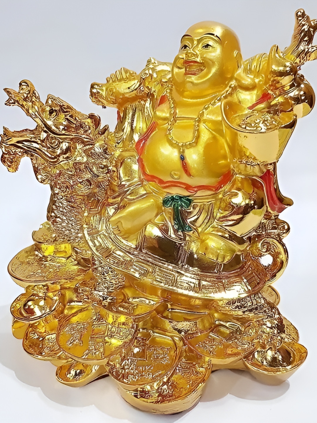 PICKARTME Dragon Gold Polyresin Glossy Living Room Medium Showpiece -