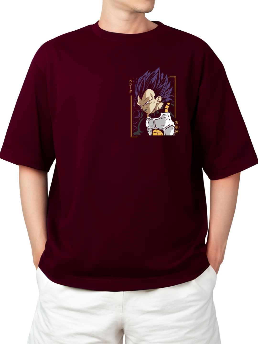 Starsbuyer Vagetta Printed Cotton Drop-Shoulder Sleeves Oversized T-shirt