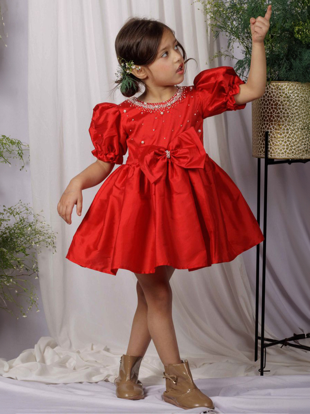 Foreverkidz Puff Sleeve Fit & Flare Dress