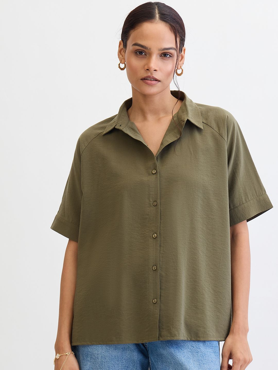 FEMMELLA  Spread Collar Oversize Casual Shirt