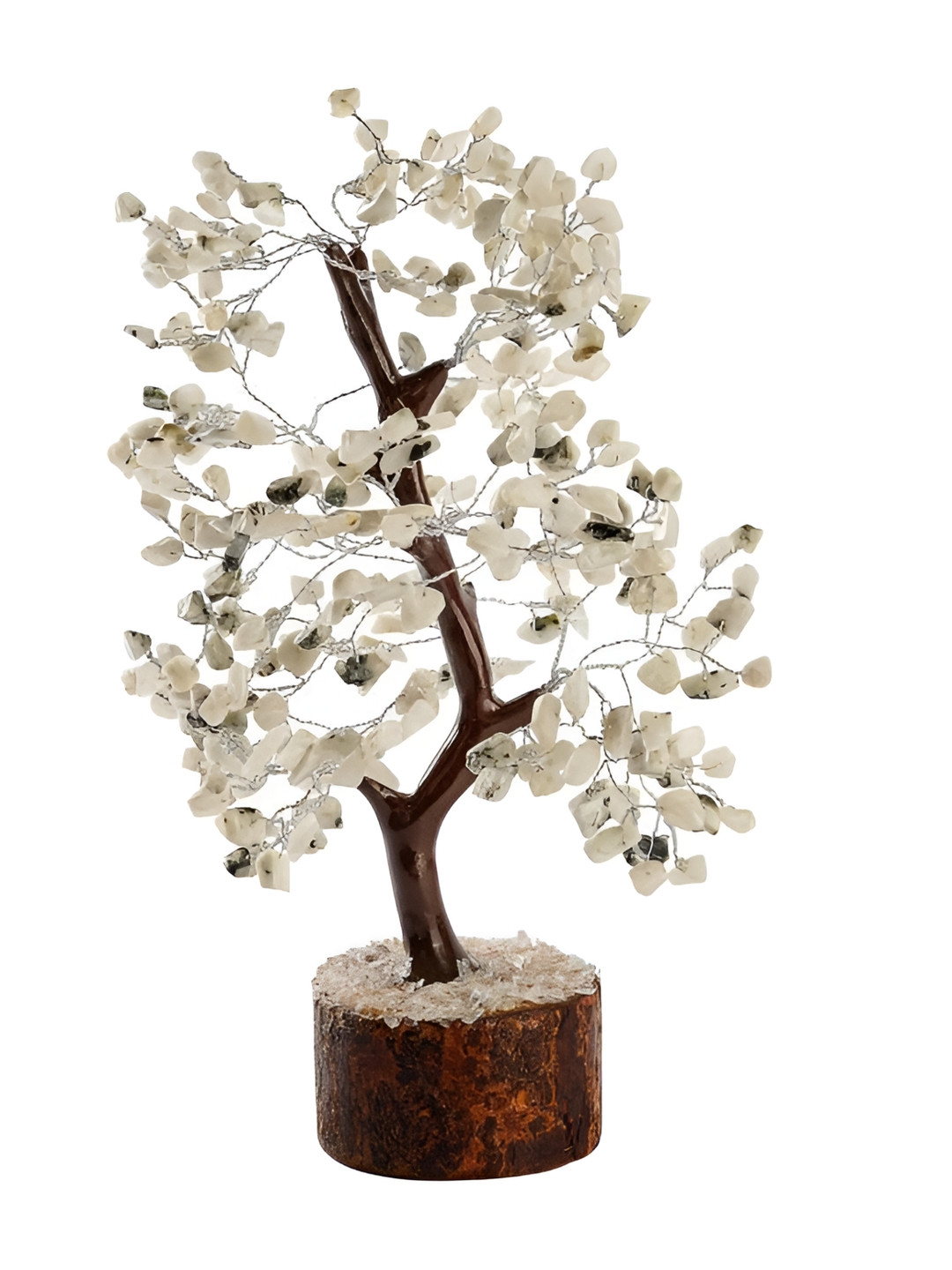 Gemsmantra Tree Silver Crystal Matte Living Room Small Showpiece - 9.1 Inches