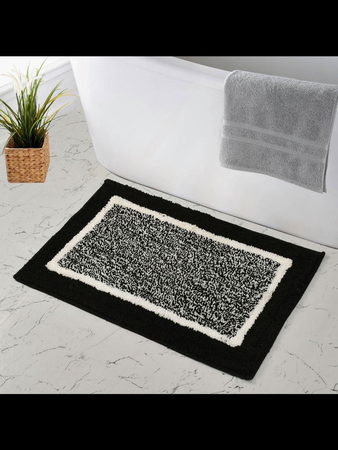 GBL COLLECTION Black & White Rectangular Floor Mat