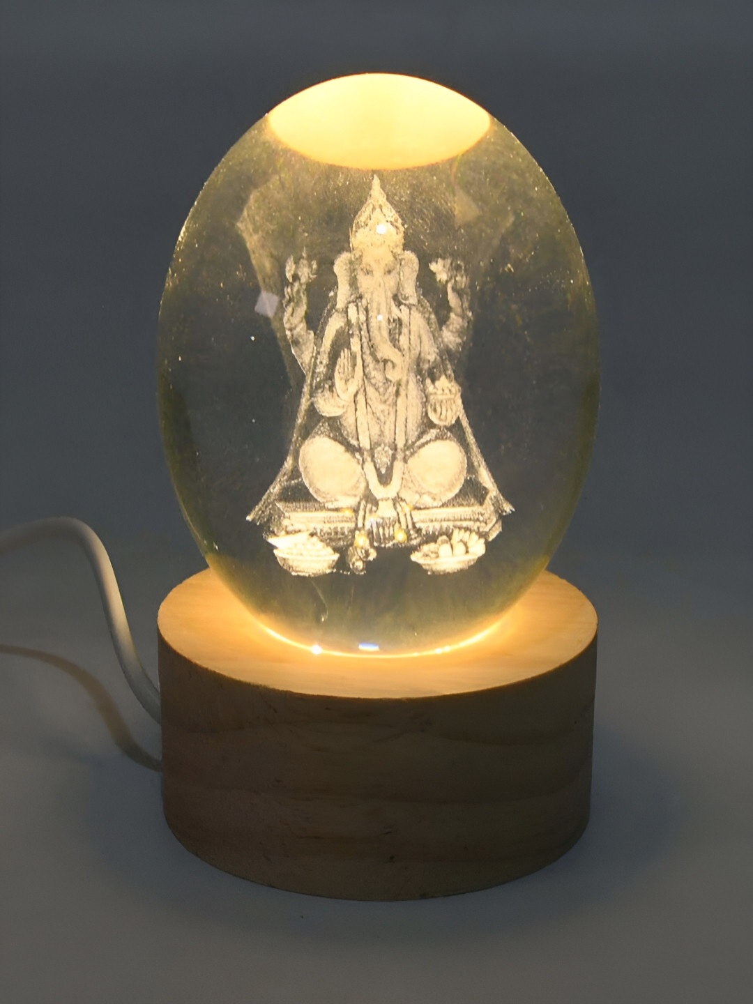 DeoDap Ganpati Transparent Crystal Glossy Prayer Room Tiny Showpiece - 2.4 Inches