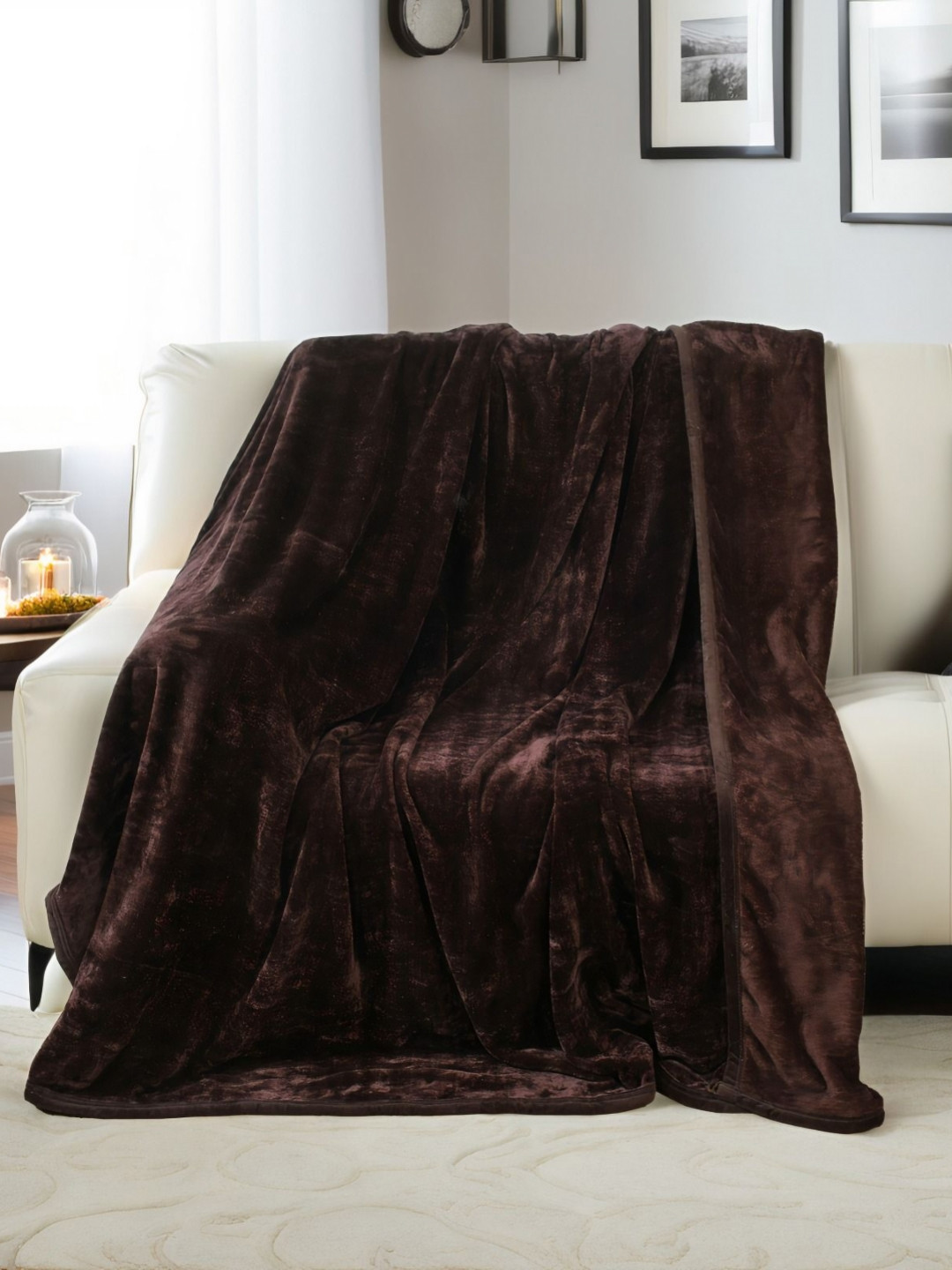 BLUEDOT Brown Mink AC Room 300 GSM Double Bed Blanket