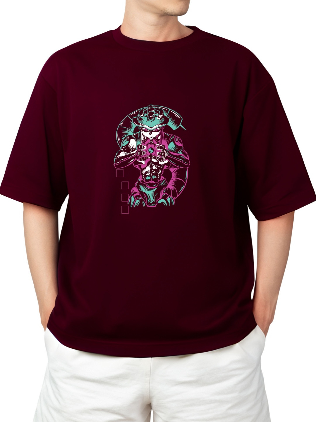 Starsbuyer Dragon Ball Z Printed Cotton Drop-Shoulder Sleeves Oversized T-shirt