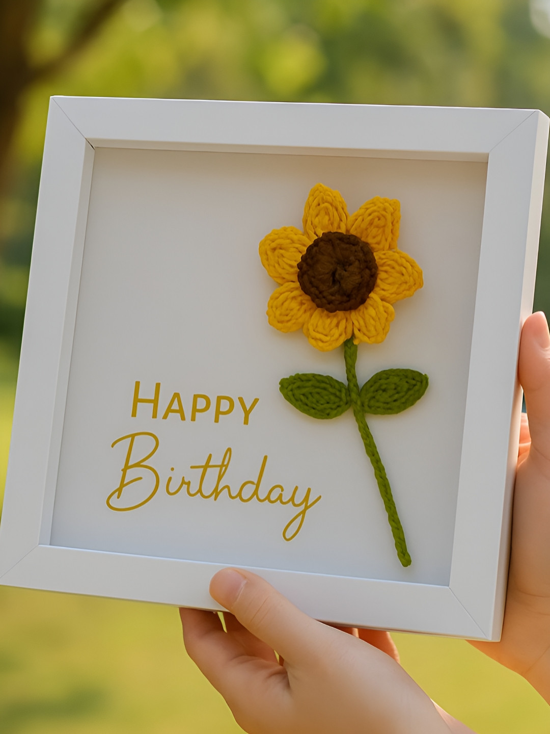 Confetti Gifts White & Yellow Crochet Sunflower Frame Home Gift Sets