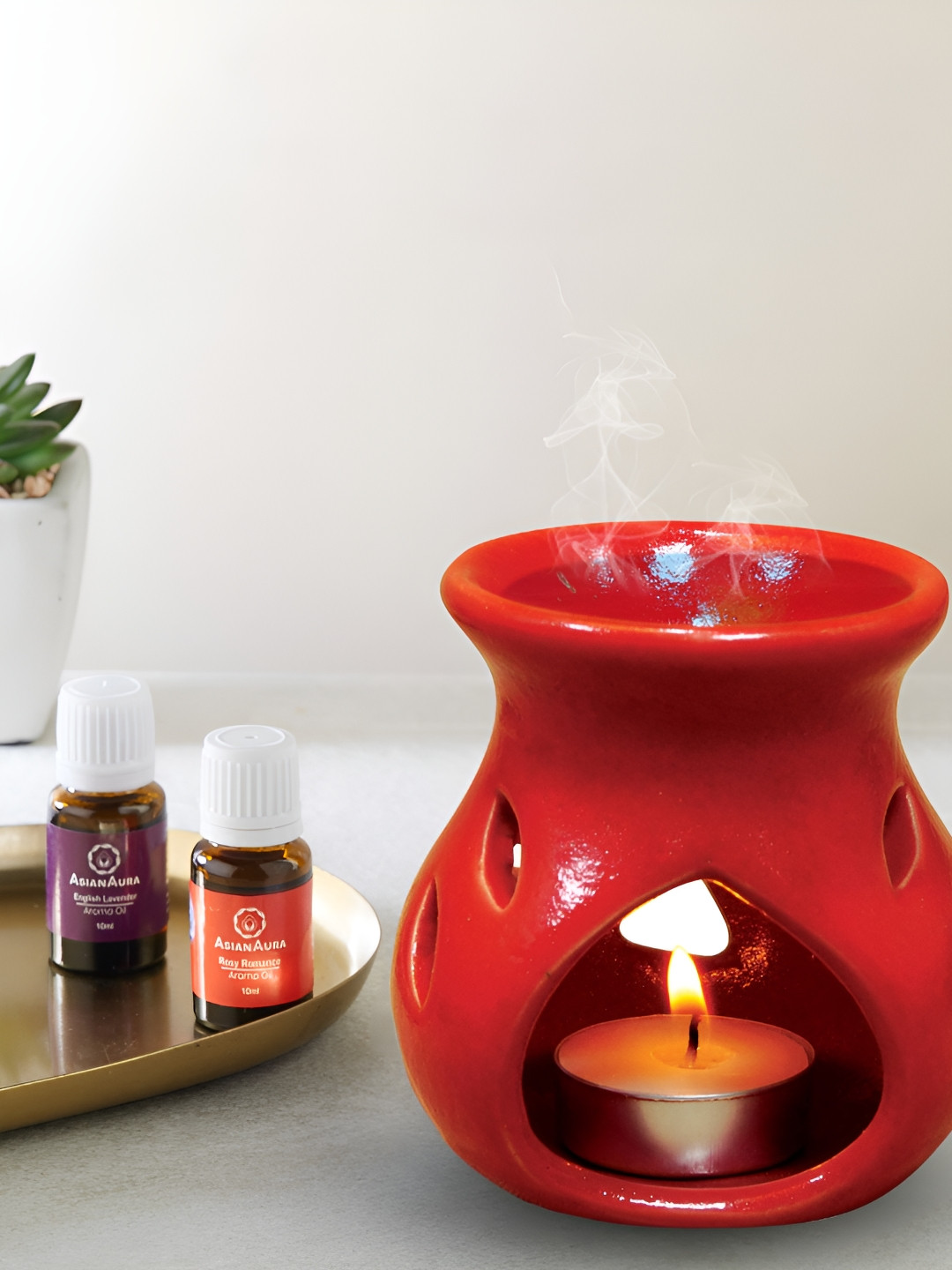 Asian Aura Candle Diffuser with 2 Aroma Oil and 1 t-lite Candles
